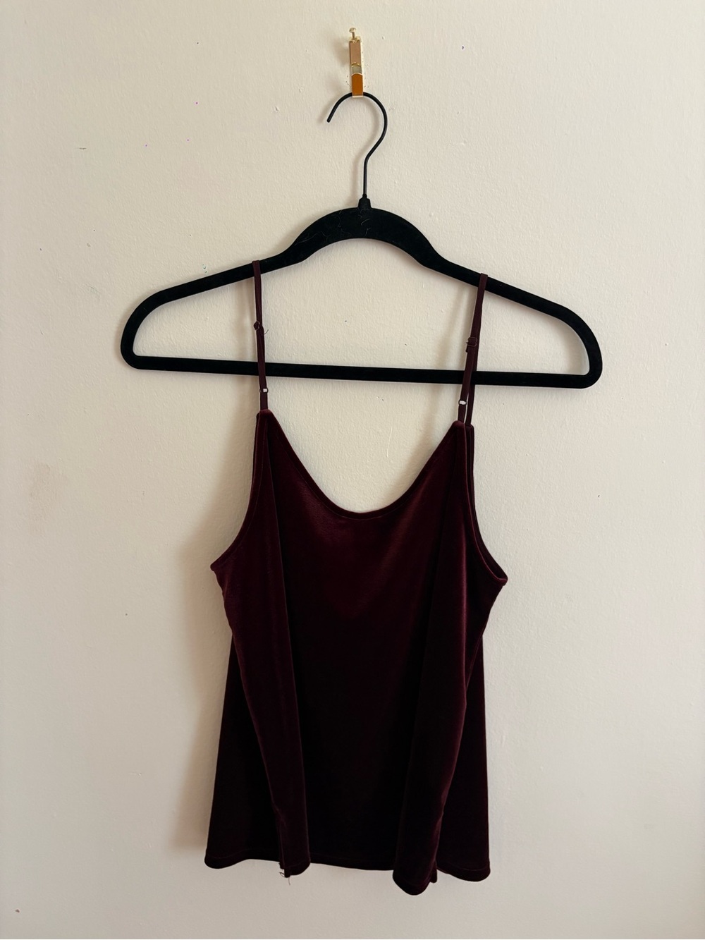 Ann Taylor Velvet Spaghetti Strap Cami in Deep Burgundy